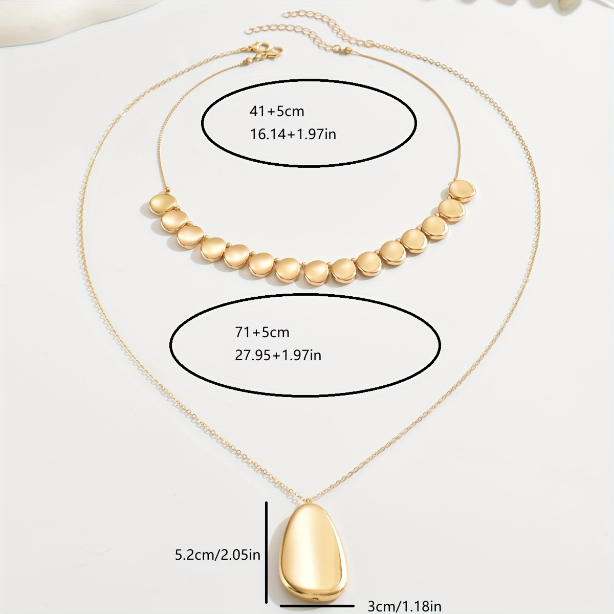 Geometric Beaded Short and Long Chain Pendant Necklaces Set